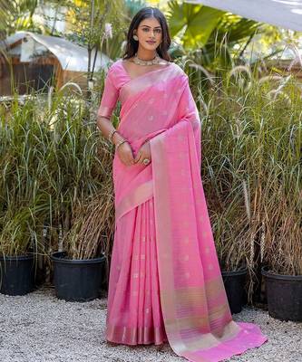 Woven Design Ethnic Motifs Zari Pure Cotton Taant Saree 2
