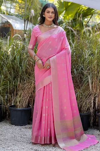 Woven Design Ethnic Motifs Zari Pure Cotton Taant Saree