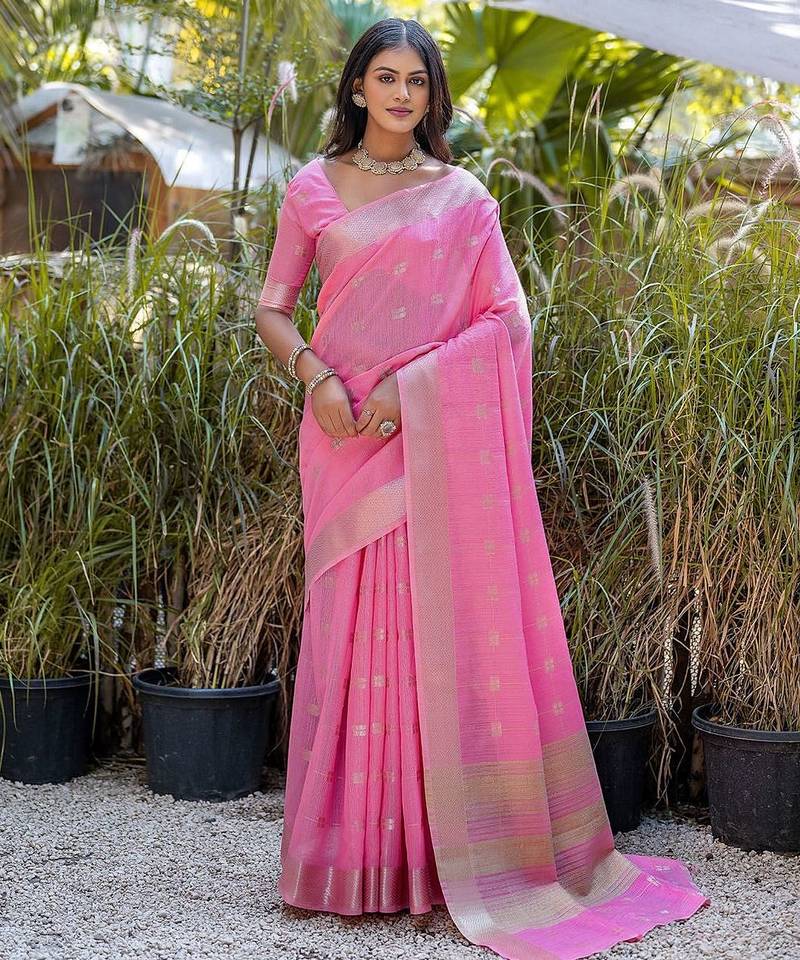 Woven Design Ethnic Motifs Zari Pure Cotton Taant Saree