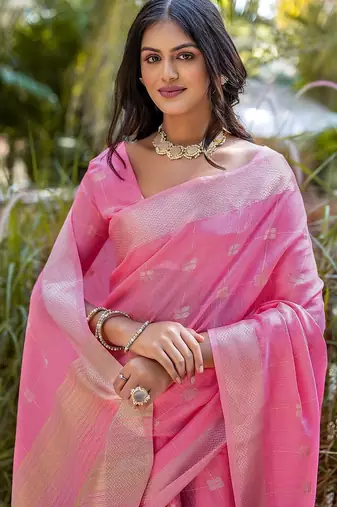 Woven Design Ethnic Motifs Zari Pure Cotton Taant Saree