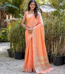 Ethnic Motifs Woven Design Zari Pure Cotton Taant Saree