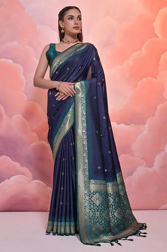 Ethnic Motifs Woven Design Zari Banarasi Saree