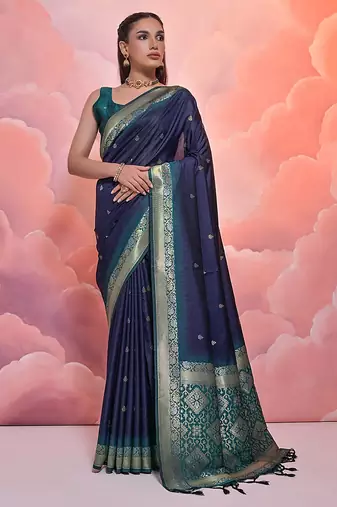 Ethnic Motifs Woven Design Zari Banarasi Saree