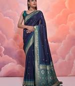 Ethnic Motifs Woven Design Zari Banarasi Saree