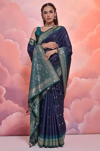 Ethnic Motifs Woven Design Zari Banarasi Saree