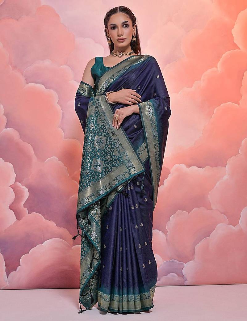 Ethnic Motifs Woven Design Zari Banarasi Saree