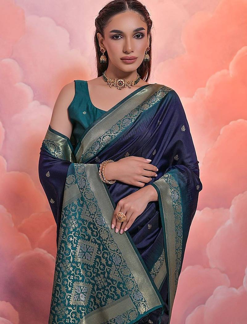 Ethnic Motifs Woven Design Zari Banarasi Saree