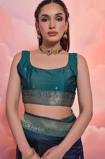 Ethnic Motifs Woven Design Zari Banarasi Saree