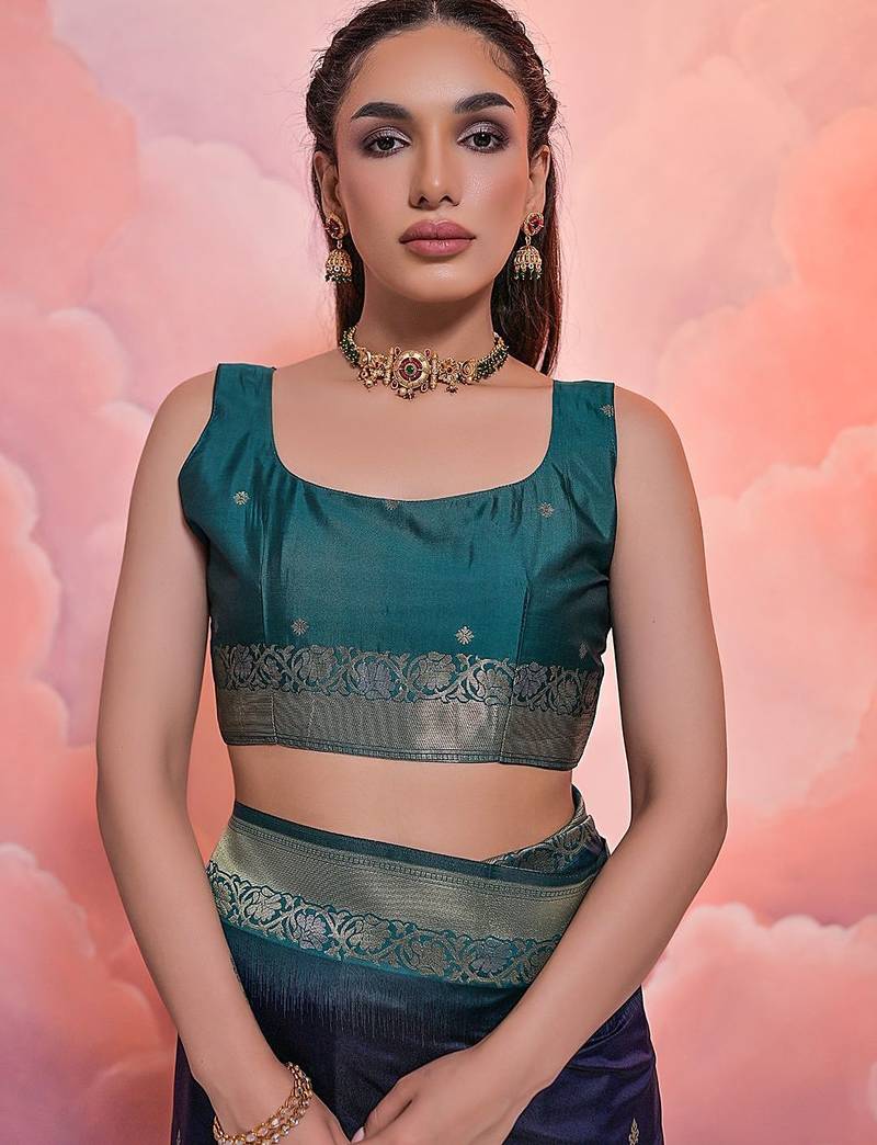 Ethnic Motifs Woven Design Zari Banarasi Saree