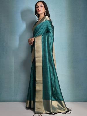 Striped Zari Bhagalpuri Saree With Tassles 2