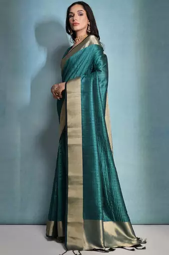 Striped Zari Bhagalpuri Saree With Tassles