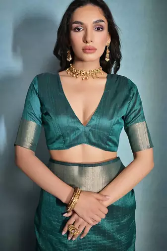 Striped Zari Bhagalpuri Saree With Tassles