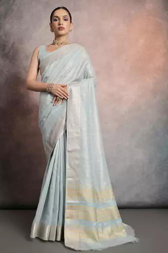 Striped Zari Tissue Maheshwari Saree