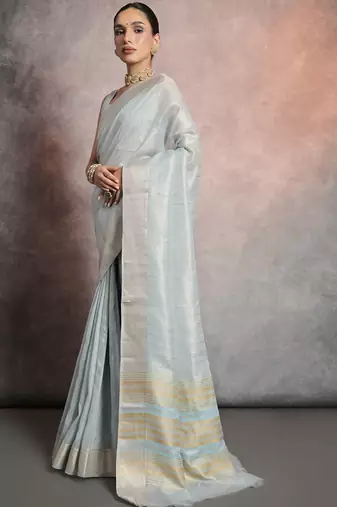 Striped Zari Tissue Maheshwari Saree
