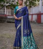 Woven Design Ethnic Motifs Zari Banarasi Saree With Tassels