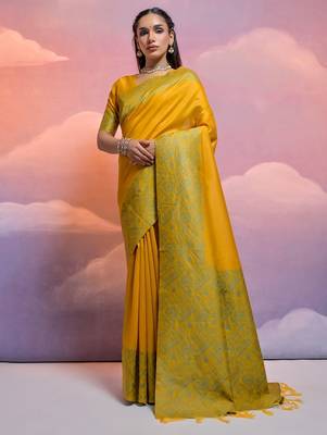 Woven Design Warli Weaving Bhagalpuri Saree With Tassels 1