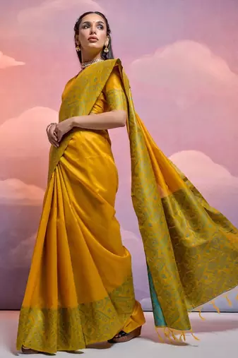 Woven Design Warli Weaving Bhagalpuri Saree With Tassels