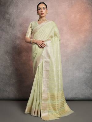 Striped Zari Tissue Maheshwari Saree 1