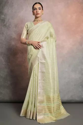Striped Zari Tissue Maheshwari Saree