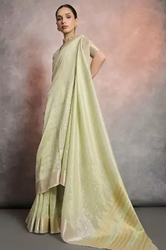 Striped Zari Tissue Maheshwari Saree