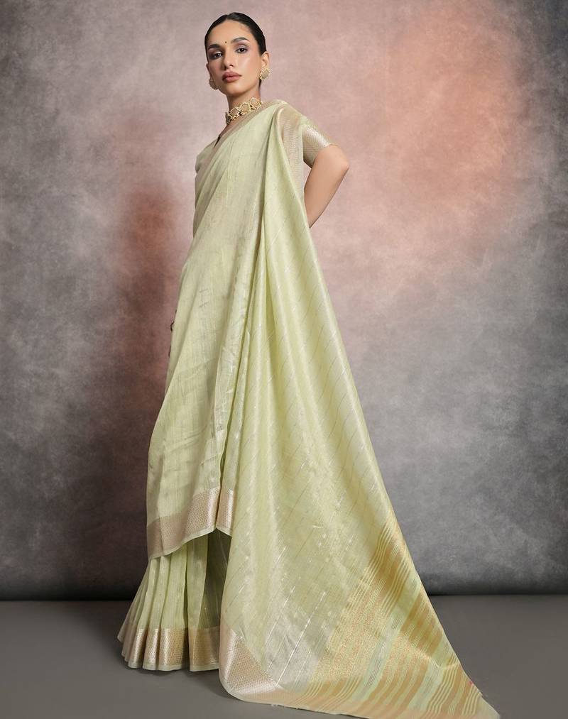 Striped Zari Tissue Maheshwari Saree