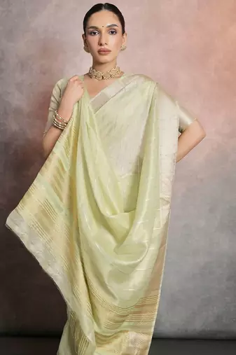 Striped Zari Tissue Maheshwari Saree