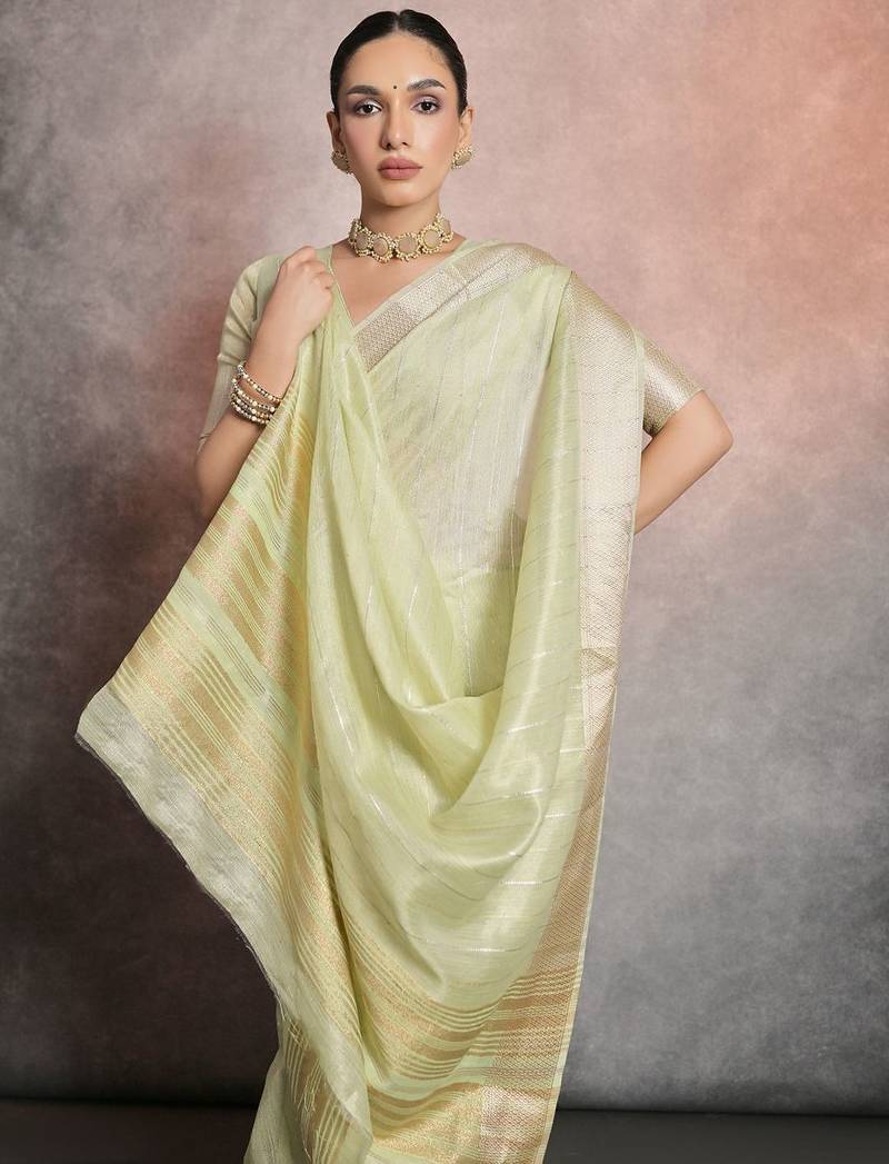 Striped Zari Tissue Maheshwari Saree
