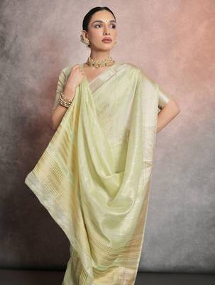 Striped Zari Tissue Maheshwari Saree 4