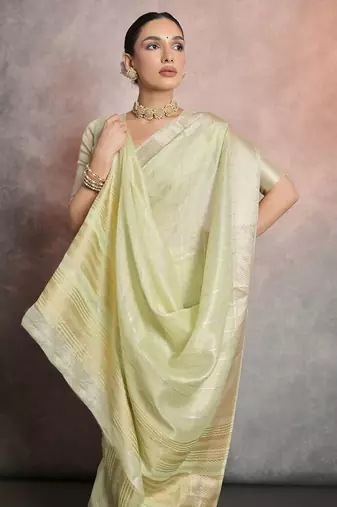 Striped Zari Tissue Maheshwari Saree