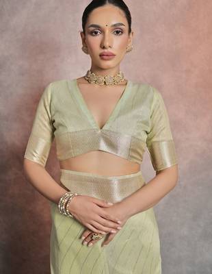 Striped Zari Tissue Maheshwari Saree 5