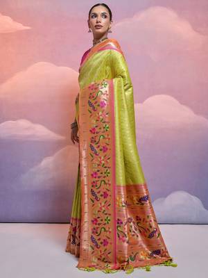 Woven Design Ethnic Motifs Zari Art Silk Paithani Saree 2