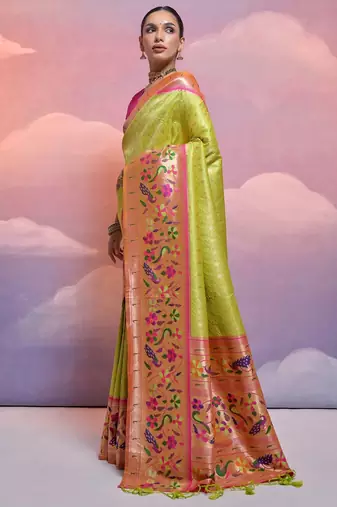 Woven Design Ethnic Motifs Zari Art Silk Paithani Saree