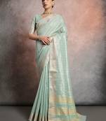 Striped Woven Design Zari Tissue Maheshwari Saree