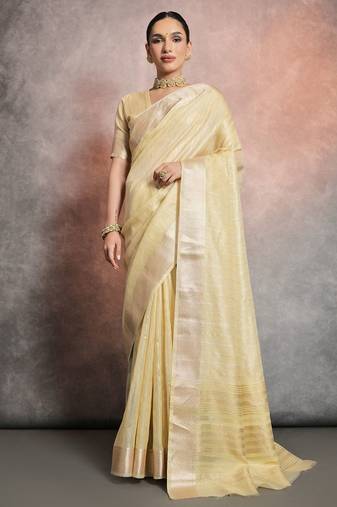 Striped Zari Tissue Maheshwari Saree