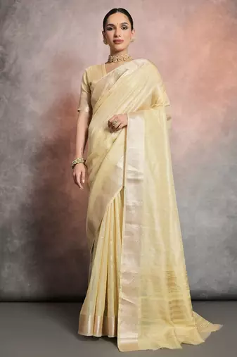 Striped Zari Tissue Maheshwari Saree