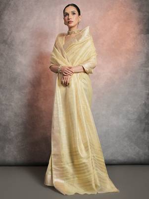 Striped Zari Tissue Maheshwari Saree 3