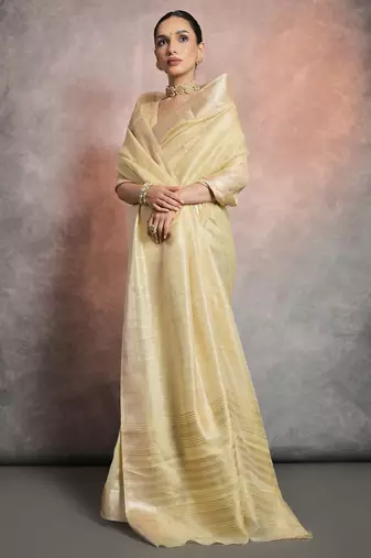 Striped Zari Tissue Maheshwari Saree