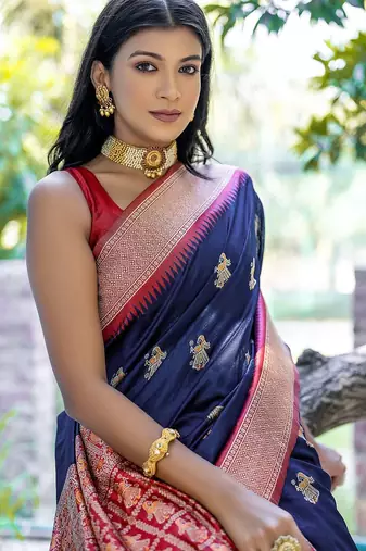 Ethnic Motifs Woven Design Zari Tussar Saree