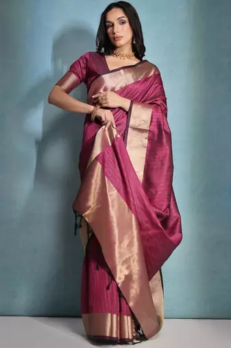 Striped Zari Bhagalpuri Saree