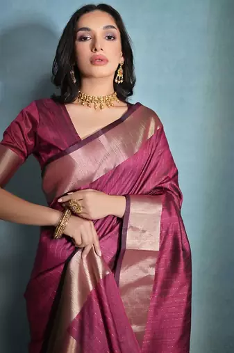 Striped Zari Bhagalpuri Saree