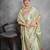 Floral Printed Zari Tussar Saree With Tassels