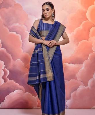 Striped Woven Design Zari Pure Cotton Saree 2