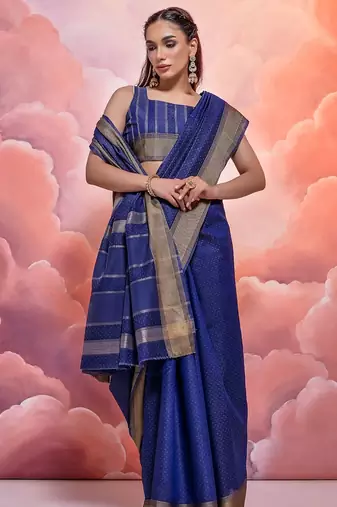 Striped Woven Design Zari Pure Cotton Saree