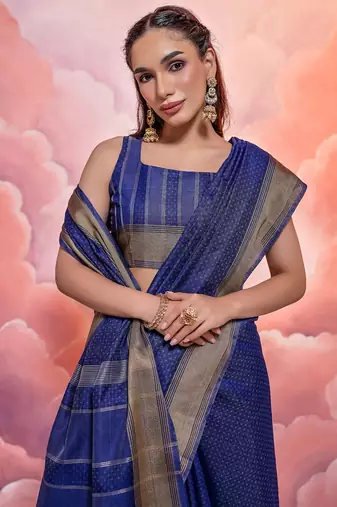 Striped Woven Design Zari Pure Cotton Saree