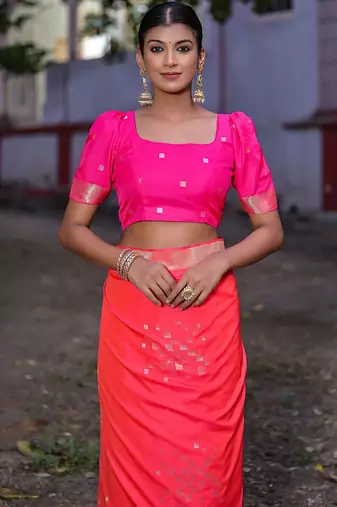 Woven Design Zari Silk Blend Banarasi Saree