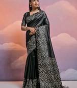 Woven Design Warli Printed Bhagalpuri Saree With Tassels