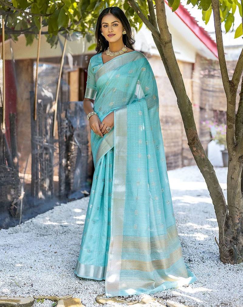 Woven Design Ethnic Motifs Zari Pure Cotton Taant Saree
