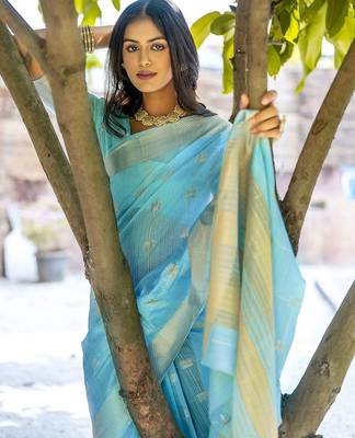 Woven Design Ethnic Motifs Zari Pure Cotton Taant Saree 3