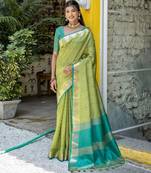 Ethnic Motifs Woven Design Zari Bhagalpuri Saree