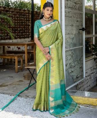 Ethnic Motifs Woven Design Zari Bhagalpuri Saree 2